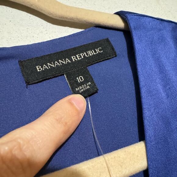 Banana Republic NWT Blue Satin Rayon Ruffle High Low Dress Women’s Size 10 - Picture 5 of 8